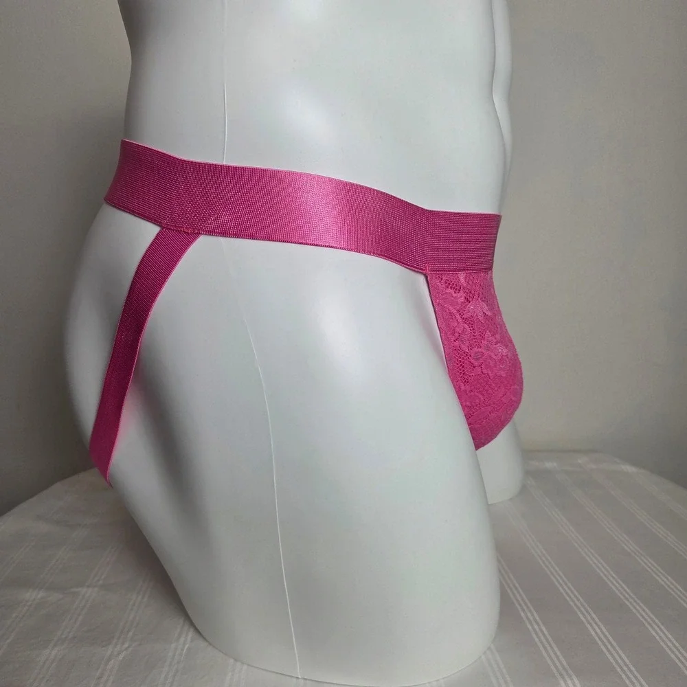 Cosabella Luxury Italian Men's Pink Lace Jock‎ Strap Designer Underwear Size M